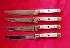 Steak knives set, 4 Handmade D2 kitchen steak knives, wedding gift