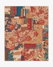 245' x 305' | Machine Washable Runner Rug | Kid & Pet Friendly | Indoor Rug | Iris Apfel Patchwork Peach Multicolour Tufted Rug | Ruggable