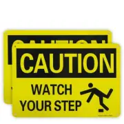 2-Pack Safety Sign Caution Watch Your Step Sign, 10"X 7" .04" Aluminum Reflectiv