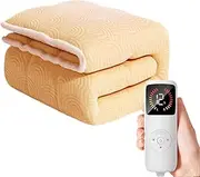 Electric Blanket, Twin Size Super Cozy Heated Blanket with 6 Heating Levels & 12 Hours Auto Off, Graphene Rapid Heating Thickened Flannel Heated Blanket, Machine Washable,Beige,180x150CM/71 x59