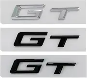 ECEVMLGLZW 3D ABS Chrome Black GT Letters Car Rear Trunk Emblem Badge Stickers Fit for BMW X1 X3 X5 X6 E83 F25 GT Accessories Car Styling(Glossy Black)