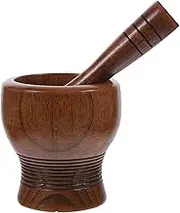 iplusmile 1Set Wooden Garlic Grinder Pestle and Bowl for Effortless Garlic Crushing Design for Kitchen Use and Preparation