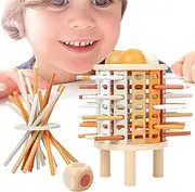 Lueear Wooden Tower Stacking Game - Natural Safe Tower Toy - Stacking Game Educational Family Puzzle for Children Boys Girls Birthday