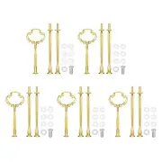 5 Set Cake Tray Stand Handle Plate Hardware Fitting, 3-Tiers Sunflower Gold