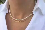 3mm Small Freshwater White Round Seed Pearl Gemstone Beaded Choker Necklace