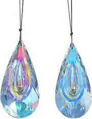 Antallcky 120mm/4.7in Large Prism Crystal Suncatcher, Windows Hanging Ornaments Rainbow Maker Pendant, Indoor Outdoor Garden Chandelier for Birthday Wedding Party Valentines Day Gifts (2 Pack)