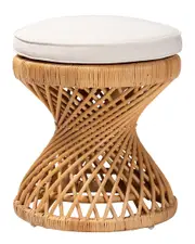 Baxton Studio Borneo Bohemian Rattan Footstool