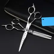 Hair Cutting Scissors, 6 Inch Professional Steel 7 Holes Cut Cutting Barber Haircut Thinning Shears Hairdressing Scissors Set