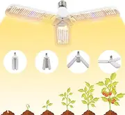 150W LED Grow Light Bulb - 414 LEDs Plant Light Bulbs E26/E27 Sunlike Full Spectrum Plant Growing Lamp with IP54 Waterproof Foldable Three-Leaf Lamp Body for Hydroponics Garden Greenhouse Houseplants