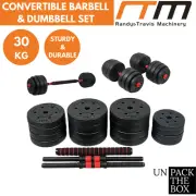 Adjustable Dumbbell Set Rubber 30KG Weights Barbell Home Gym Exercise Lifting