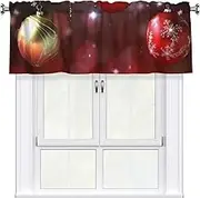 LHBWCVN Merry Christmas Valances for Windows, Rod Pocket Window Treatment Drapes Farmhouse Kitchen Curtains Short Blackout Window Curtains for Living Room Bedroom Decor 54x18 Inch