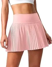 [SANTINY] Pleated Tennis Skirt for Women with Pockets Shorts Women's High Waisted Lightweight Athletic Golf Skorts Skirts