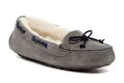 UGG Womens Tate Slippers Wool Lined Suede Slip On Moccasin Flats Pew Gray Size 7