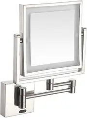 Wall Mounted Lighted Makeup Mirror,Double-Sided 1X/10X Magnifying Mirror，360° Rotation Vanity/Shaving Mirror for Bathroom