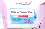 Pink line makeup remover wipes for removes waterproof Mascara cleansing moisturising antiprutic soothing alcohol free sulfate free lochol free coton wipes (25 pc, pack of 1)