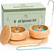 PP OPOUNT Bead Spinner Quickly String Beads with 2 PCS Big Eye Bead Needles, Bead Spinner for Jewelry Making, DIY Seed Beads, Clay Beads, Waist Beads, Bracelets, Necklace (Patent)