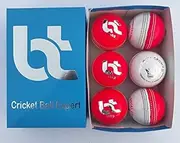 Red/White Swing Practice Dotted 156g Cricket Balls 2piece Balls Pack of 6 Balls Genuine Leather ,Excellent Quality