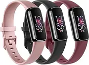 3 Pack Fitbit Luxe Bands Compatible with Fitbit Luxe Women Men, Soft Silicone Wristband Replacement Strap for Fitbit Luxe/Luxe Special Edition Fitness Tracker