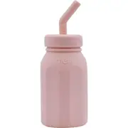 Melii Luxe Silicone Water Bottle w/ Drinking Straw Beverage Container Pink