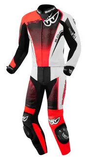 Berik XR-Ace Evo perforated 2-Piece Motorcycle Leather Suit, black-white-red, Size 52 for Men Black White Red