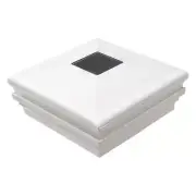 5" Sq. Neptune Halo Solar LED Lighted Vinyl Post Cap - White