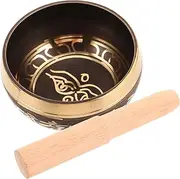 Kisangel 1 Set Singing Bowl Set Decorative Nepal Sound Bowl for Yoga Meditation with Wooden Mallet Traditional Copper Craftsmanship for Calm and Concentration