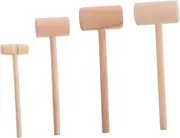 Kisangel 4pcs Wooden Crab Hammer Mallet for Cracking Shellfish Cake Decoration Smooth Finish Easy to Clean Friendly Kitchen Tool