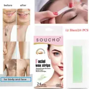 24Pc Non Woven Waxing Strip Hair Removal Wax Strip Facial Body Leg Eyebrow Wax