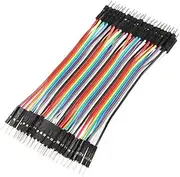 Tofficu 40pcs Male to Male Jumper Wires Cables Durable Hard Compatible with Breadboard Easy to Install Reusable Spacing for Electronics Projects