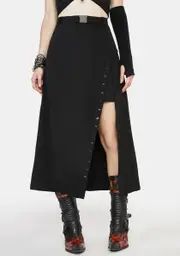 [Punk Rave] Side Split High Waist Midi Skirt