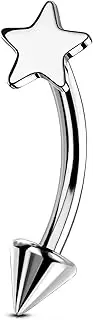 [OUFER] G23 Titanium Curved Barbell Rook Daith Helix Piercing Cartilage Ear Piercing 16G 8 mm Bar Vertical Labret Lower Lip Piercing Orbital Conch Ring Tragus Eyebrow Heart Arrows Women Men