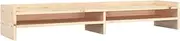 vidaXL Classic Wooden Monitor Stand in Pine Solid Wood, 100x24x16 cm - Durable Desktop Riser with Storage, Reduces Neck, Back Strain