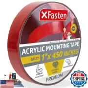 XFasten Extreme Double-Sided Acrylic Mounting Tape Removable, Gray, 1-Inch x