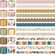 Geyee 12 Rolls 394 ft Holiday Bulletin Board Borders Seasonal Bulletin Board Decorations Summer Beach 4th of July Independence Day Trim for School Classroom Wall Decor(Bohemia)