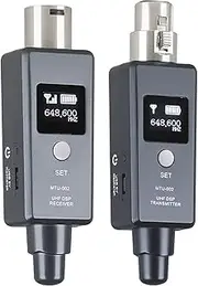 Microphone System, 1 Pair Microphone Wireless System Micphone Wireless Transmitter System UHF DSP Transmitter&Receiver Mic/Line Two Modes for Dynamic/Condenser Microphone