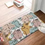 Line Art Door Mat Seasonal Decorative Modern Geometric Shapes Doormat Non Slip