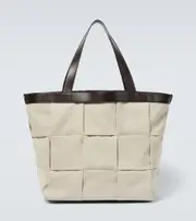 [Bottega Veneta] Bottega Veneta Pleated Arco canvas and leather tote bag