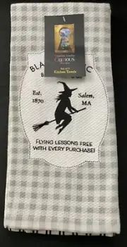 Cynthia Rowley Kitchen Towel Set Of 3 Black Magic Broom Co. Witch Gray Halloween
