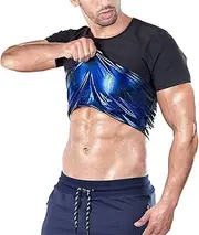 Mens Sauna T-Shirt Sweat Tee Compression Tank Top Weight Lose Workout Slimmer Shirt Gym Shapewear Athletic Short Sleeve Vest Heat Trapping Hot Fat (Women XXL) (Men XXL)