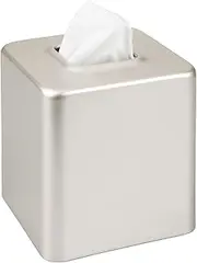mDesign Steel Square Tissue Box Cover, Modern Facial Tissue Holder for Bathroom Vanity Countertops, Bedroom Dressers, Night Stands, Desks, Office and Tables - Unity Collection - Satin
