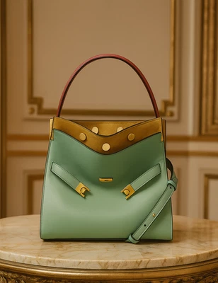 NEW Tory Burch Lee Radziwill Small Double Rivulet Blue Satchel/Shoulder Bag