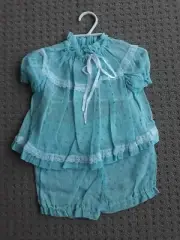 VINTAGE POLA Adorable NEW Top/Bloomers Set Swiss Dot Cotton Voile Rare Baby Girl