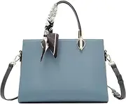 [LAORENTOU] Cow Leather Satchel Handbags for Women Tote Shoulder Bag vintage Crossbody Bag Purse Top Handle bag silk scarf