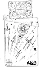 Star Wars Death Star Spaceships Space Glow in the Dark Black and White Duvet 140 x 200 cm + Pillow 70 x 90 cm with Zip for Children Fans and Adults