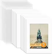 Mat Board Center, Pack of 5 Bevel Cut 12x16 White Mat for 9x12 Photo with White Core Matte Set, Includes 5 Acid Free Mats, 5 Backing Board and 5 Clear Bags