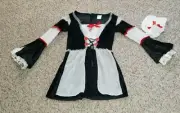 ADULT HALLOWEEN WENCH MAID COSTUME DRESS & CAP FUN WORLD SIZE M/L 10-14
