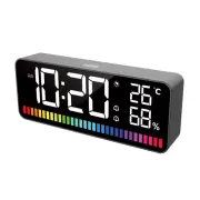 LED Alarm Clock Spectrum Pickup Electronic Clock Temperature & Humidity &9843