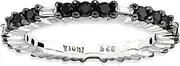 [JewelryWeb] 2.25mm 925 Sterling Silver Prong set Stackable Expressions Polished Black Diamond Ring Jewelry Gifts for Women - Ring Size Options Range: J to T