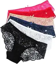 [Evolyline] Women's Lace Underpants Hipster Lace Briefs Underwear Medium Waist Bikini Waist Briefs Ultra Soft Panties Multipack