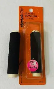 2 X Stretchrite BLACK Nylon Elastic Sewing Thread #3936